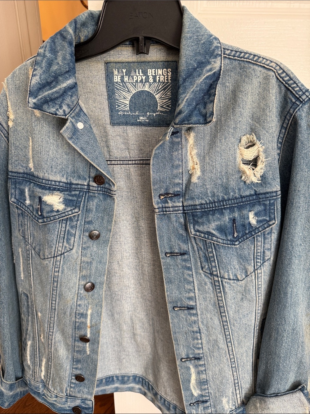 Light Blue Distressed Denim Jacket -